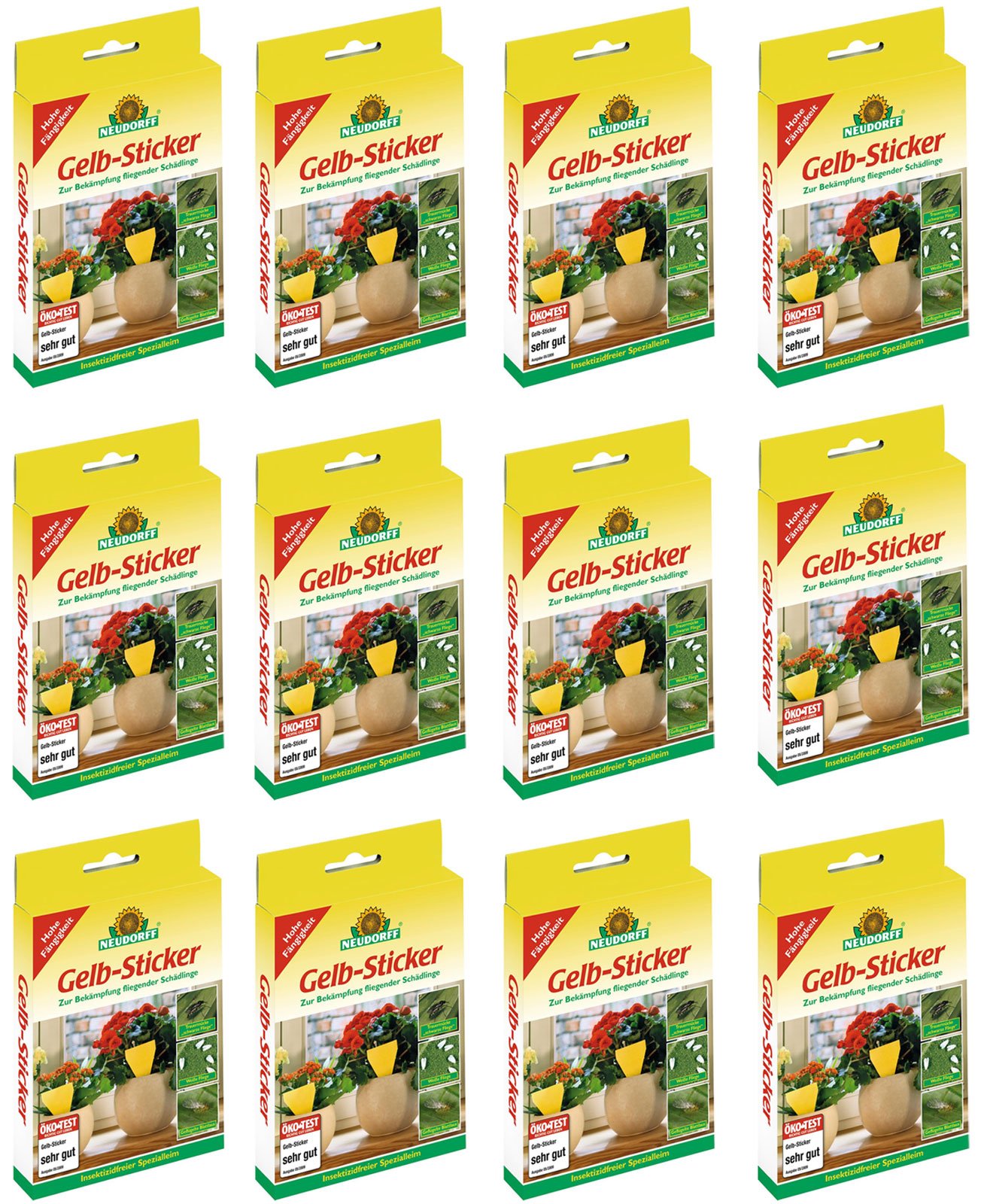 12 x 10 (120 Stk) Neudorff Gelb-Sticker Gelbtafel Klebefalle Insektizidfrei