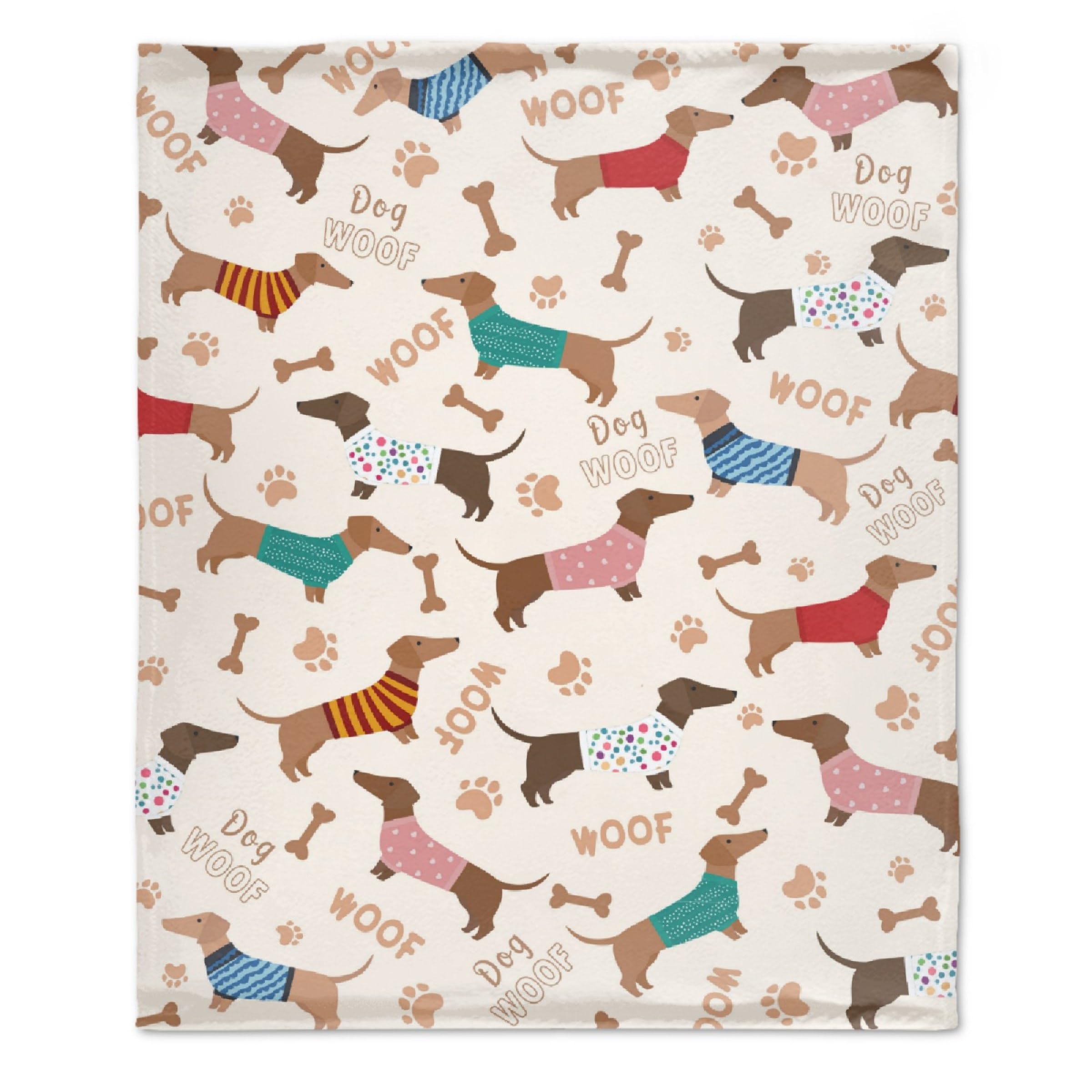 Todeyya Dachshund Dogs Gift Blanket - Super Soft Flannel Fleece, Lightweight Microfiber Cozy Plush for Couch, Teens/Travel, 60x50 in