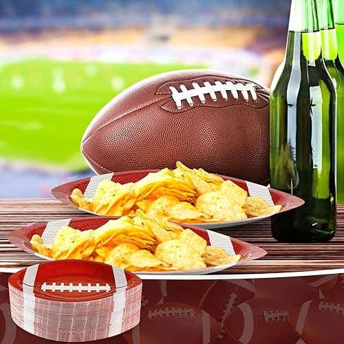 Miniatura 5 de Zubebe 200 platos de papel de fútbol desechables, suministros para fiestas de fútbol, aperitivos, platos deportivos, regalos de fiesta de