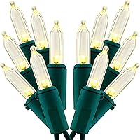 Vista 8 de Juego de 200 luces LED de Navidad, paquete de 2 juegos de 25 pies de 100 luces LED de alambre verde (naranja)