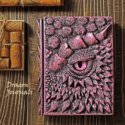 Miniatura 6 de TANOKAY Diario en relieve de tapa dura de dragón 3D, vintage, hecho a mano, ojo de dragón de ángel, polipiedra, A5, cuaderno de bocetos, cuaderno de