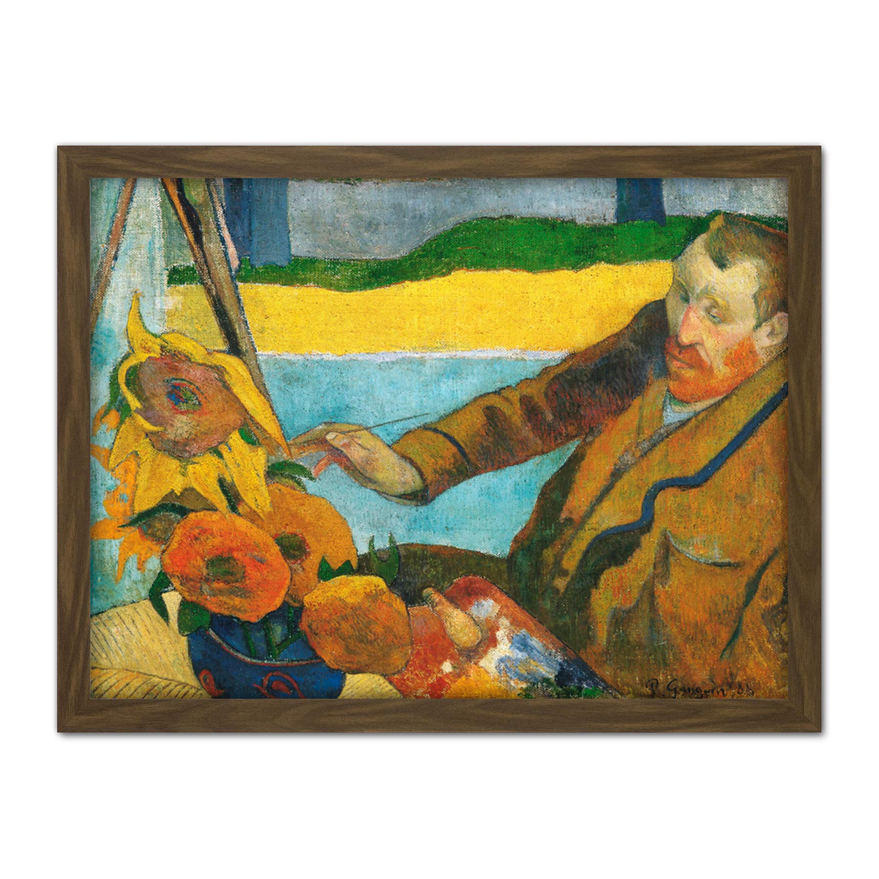 Paul Gauguin Vincent Van Gogh Painting Sunflowers Large Framed Art Print Poster Wall Decor 18x24