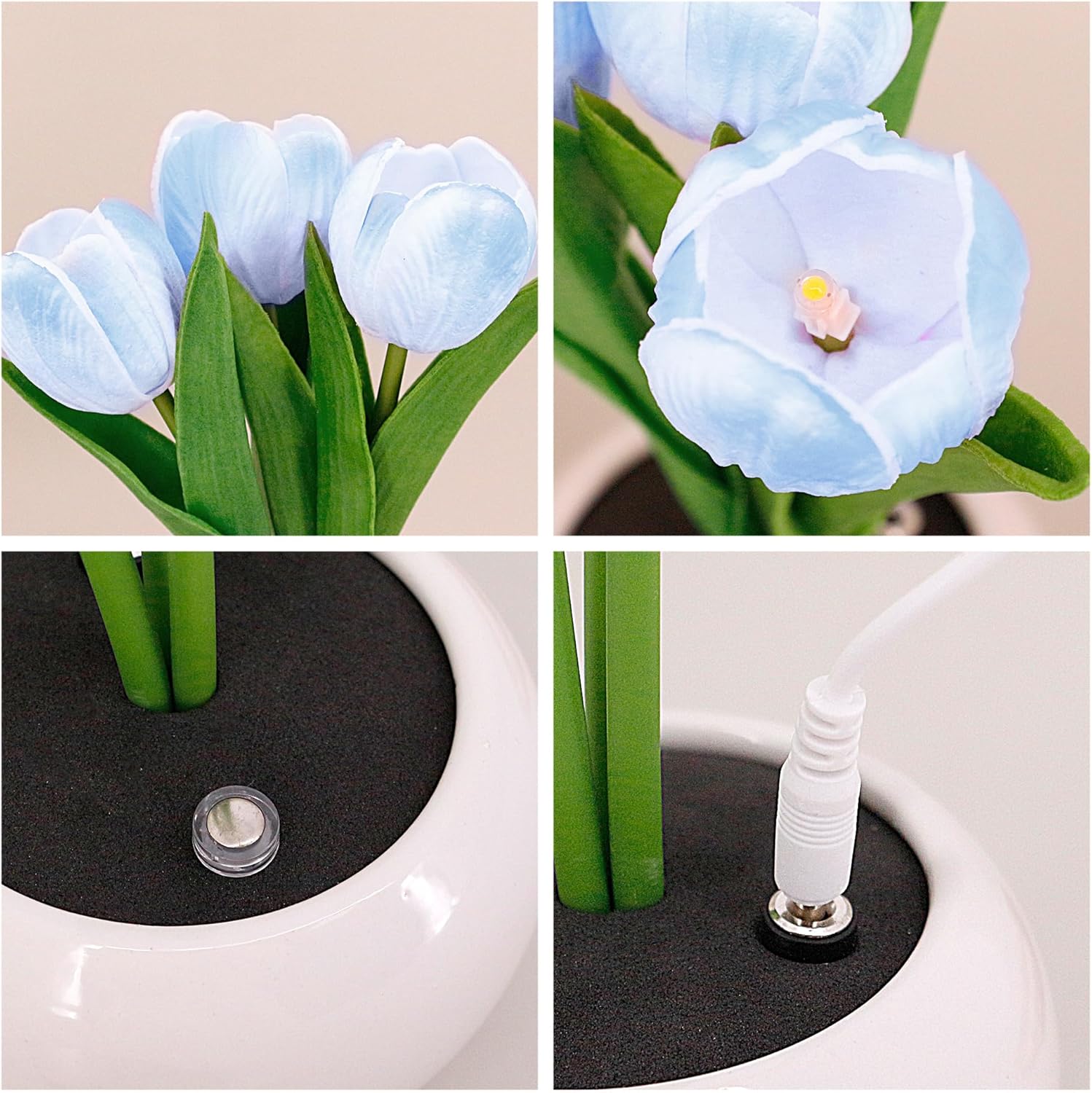 Naimo Tulip Night Light Rechargeable LED Night Lamp Flower Table Lamp for Bedroom Living Room Birthday Party Desktop Home Decor
