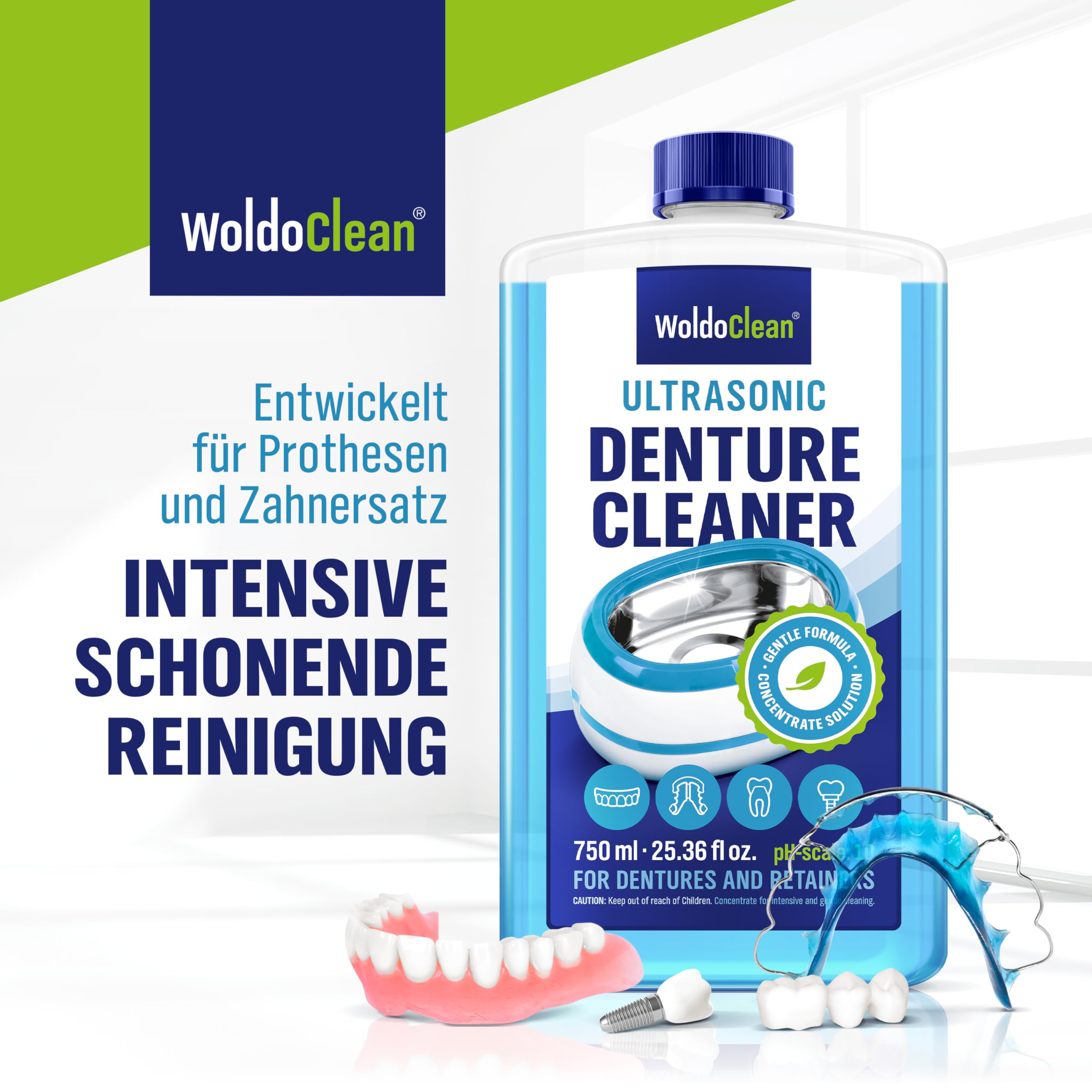 WoldoClean Dentalreiniger Ultraschallreiniger 750ml - Prothesenreiniger