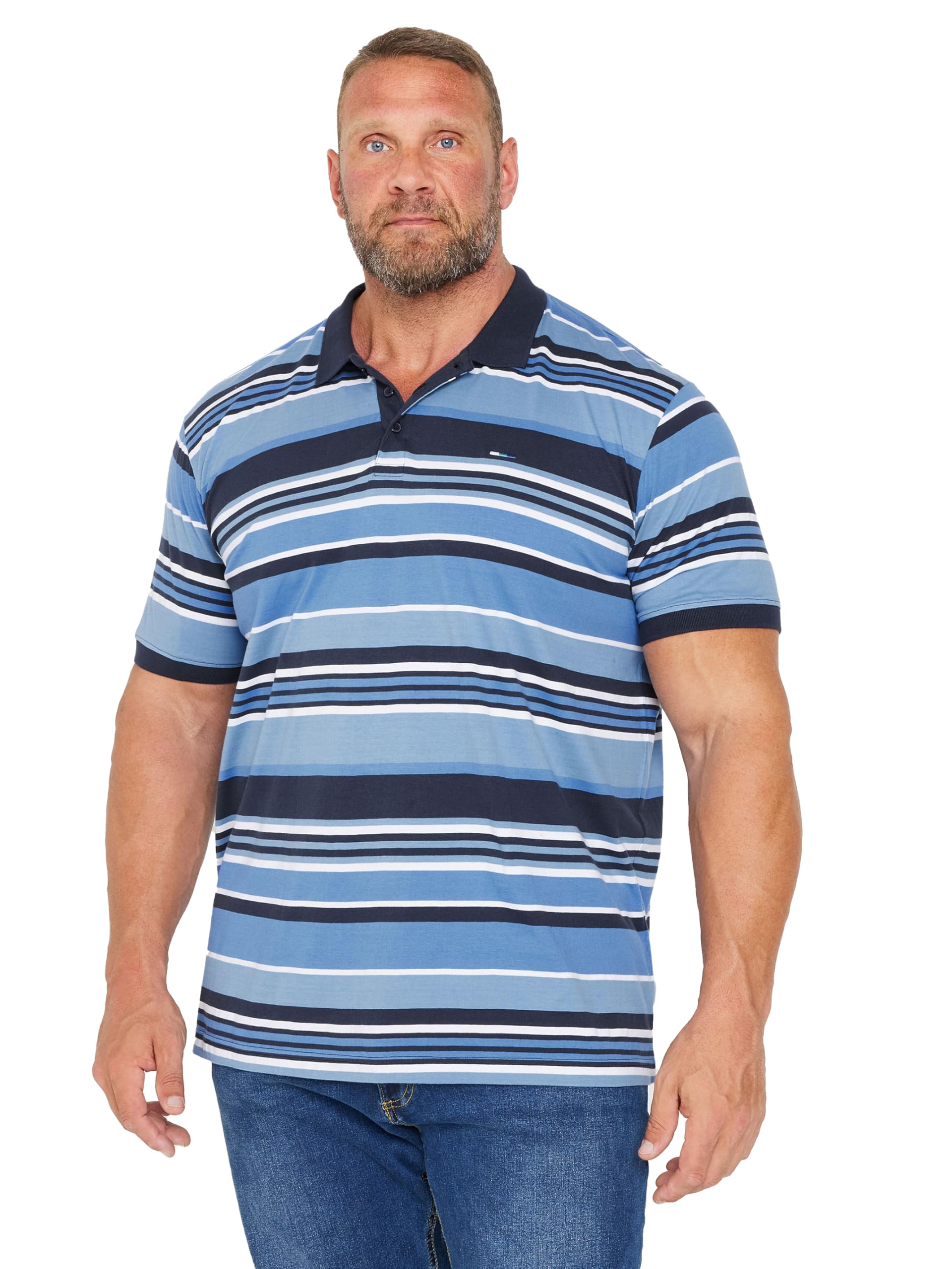 Badrhino Men's Blue Big & Tall Stripe Polo Shirt - Plus Curve Xxl Plus