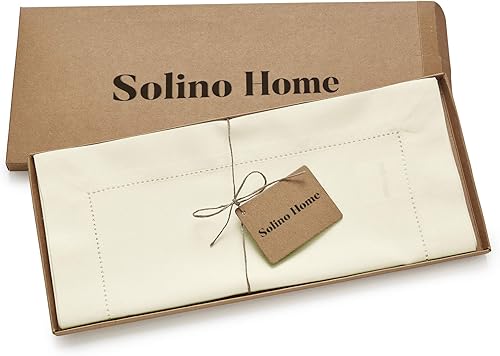 Miniatura 5 de Solino Home Camino de mesa marfil de 60 pulgadas  Camino de mesa auxiliar de lino y algodón con vainica de 14 x 60 pulgadas, ideal para mesas de