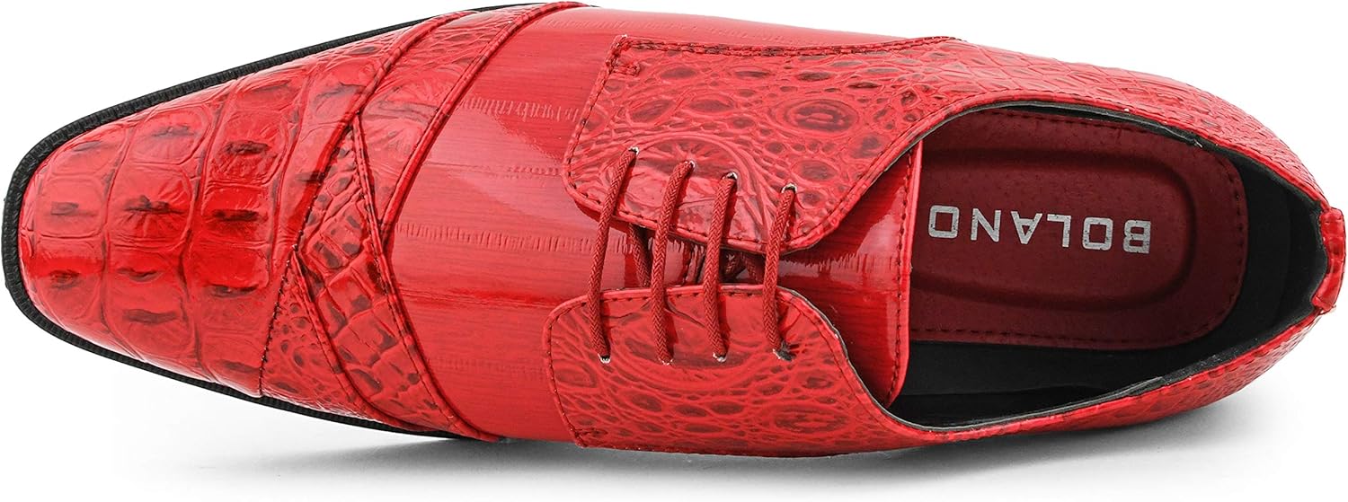 Bolano Bandit, Cap Toe Oxford Dress Shoes for Men, Men's Formal Dress Shoes with Alligator Print, Croc Folded Oxfords - Image 5