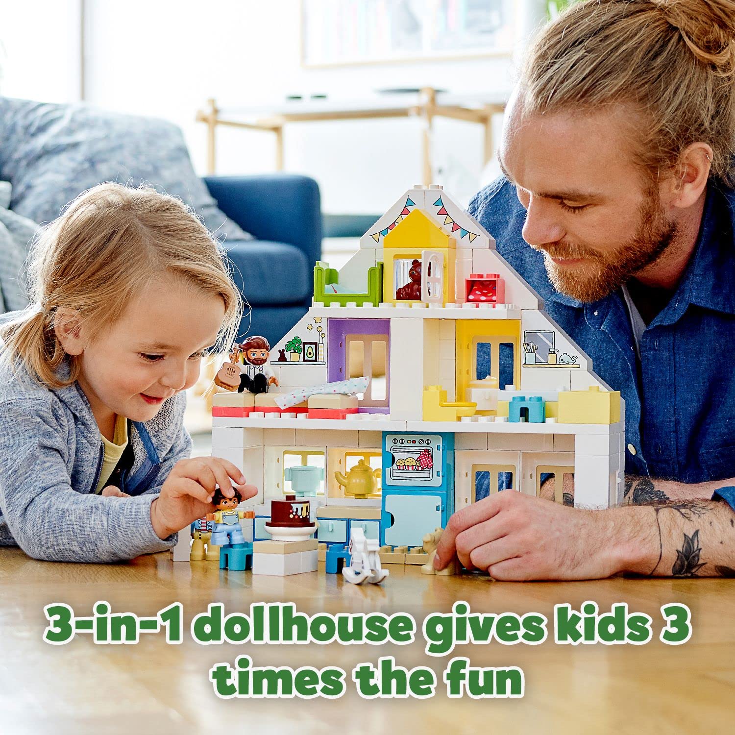 LEGO 10929 DUPLO Town Modular Playhouse 3in1 Set, Dolls House for 2
