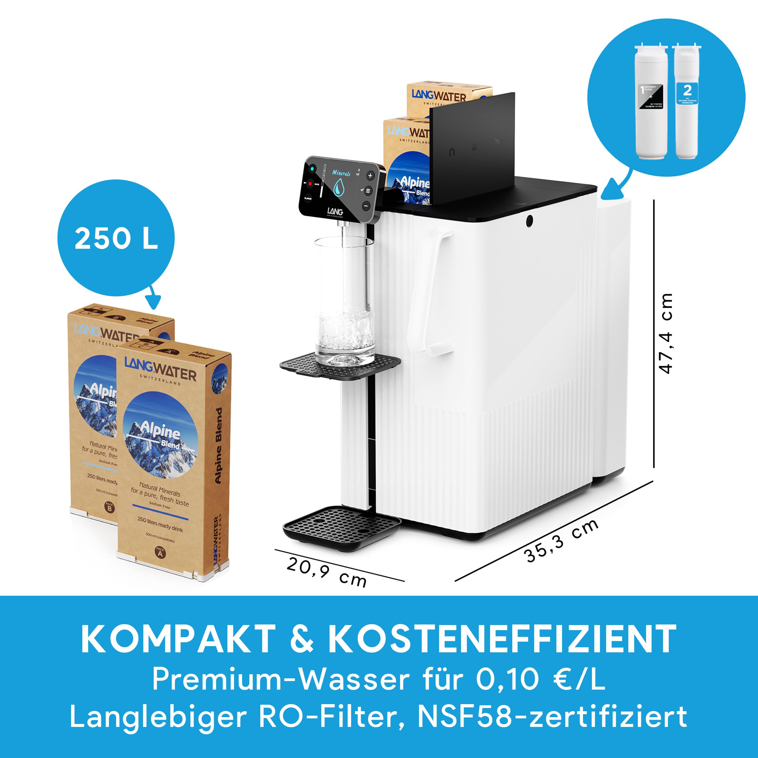 LANGWATER Autisch Osmoseanlage mit anpassbarer Mineralisierung