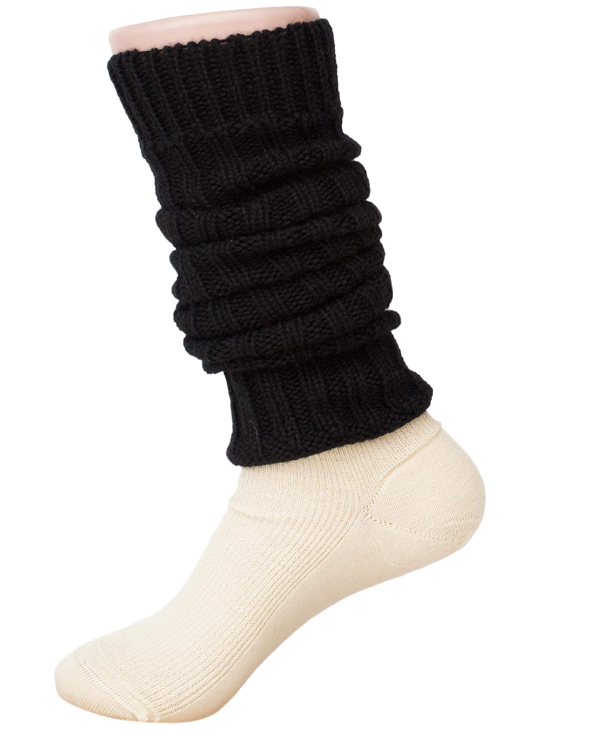 Hirsch Natur Unisex Black Leg Warmers, 100% Organic Wool (Black)