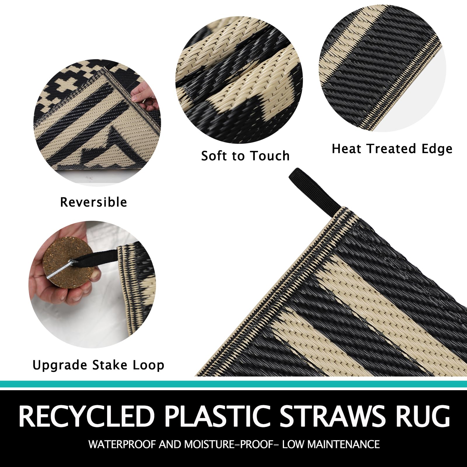 Tappeto Da Esterno Impermeabile 150x245 Cm - Per Picnic, Campeggio, Giardino, Spiaggia - Foto 5