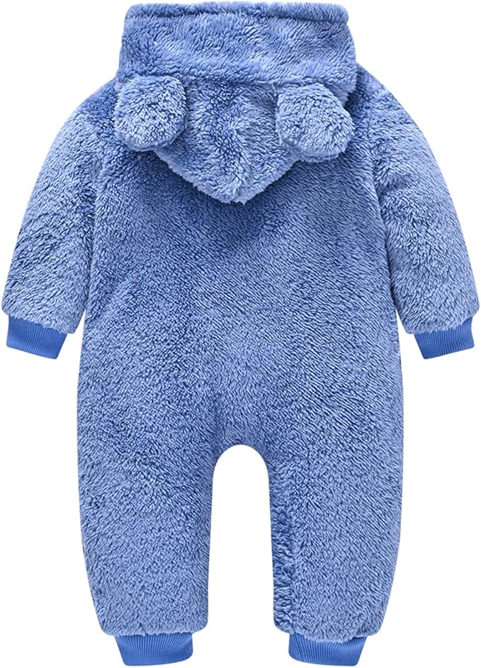 Baby Schneeanzug Mit Kapuze - Fleece Overall Mit Bärenohren Für Winter
