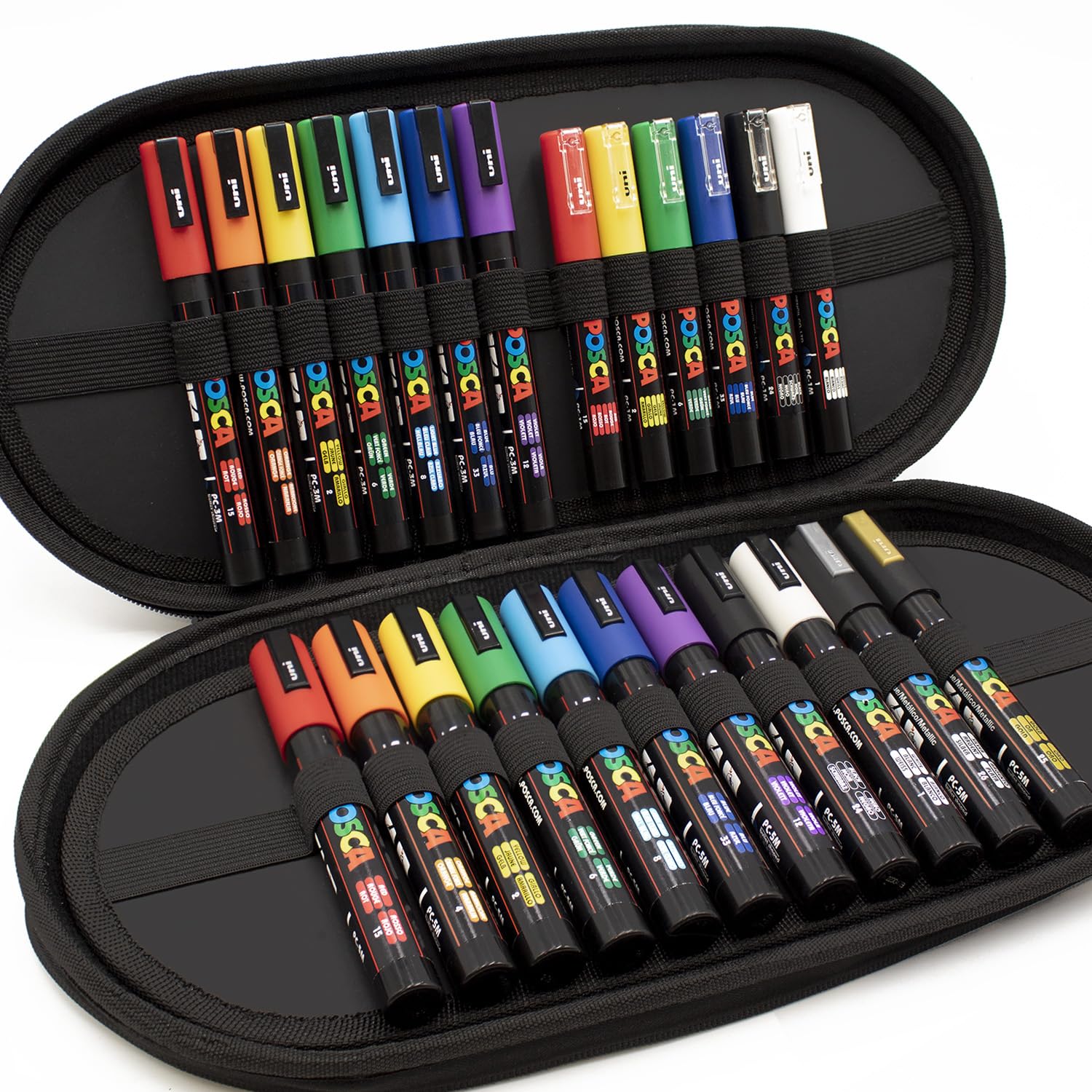 POSCAPC-1M / PC-3M / PC-5M Multi Surface Permanent Marker Pens - Gift Box of 24 Pens (Essential Set)