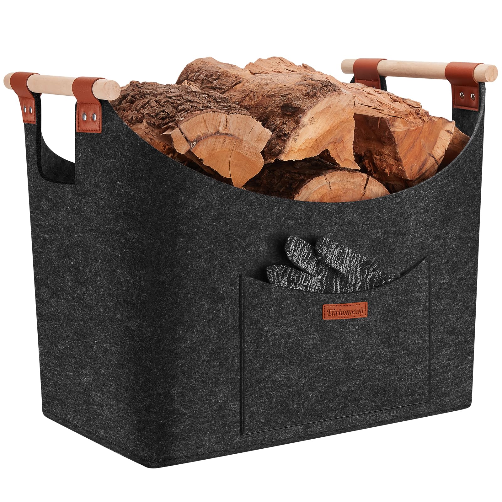 TUT Houtmand voor haardhout, XXL, 60 liter, brandhoutmand van extra dik