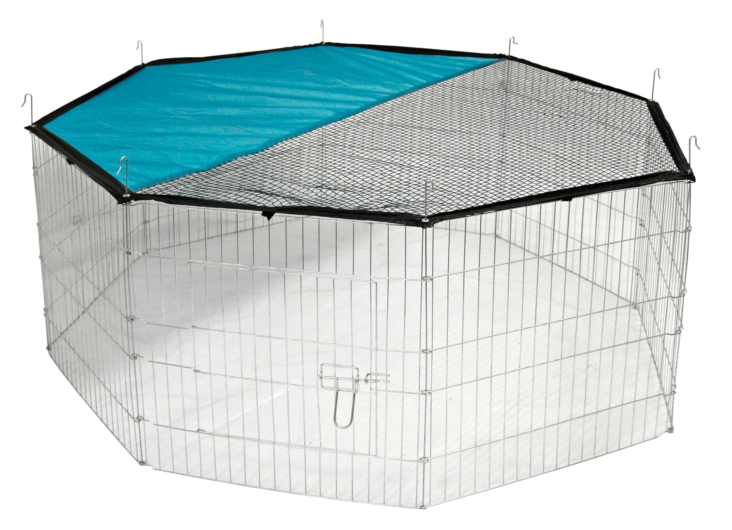 Kerbl Pet Freigehege, Auslauf, 8 Gitterelemente á 57x56 cm, Metall verzinkt, mit Abdeckung und Sonnenschutz, erweiterbar