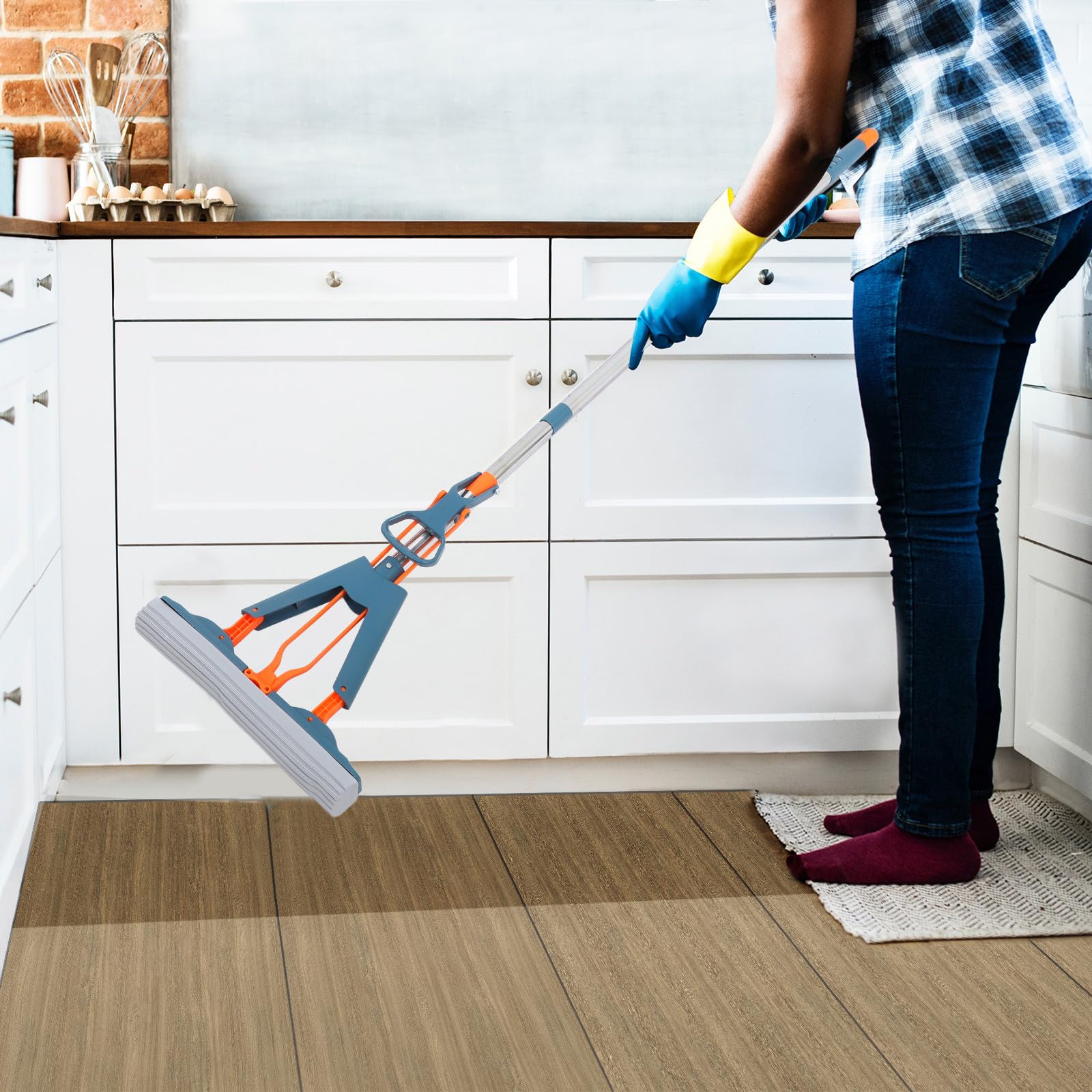 MAGICLULU Testa Abs Facile e Resistente per Sostituire Pavimenti Mop Lavapavimenti Doppio Uso Umido Asciutto in Spugna Assorbente , Struttura in Acciaio Inossidabile in Marmo