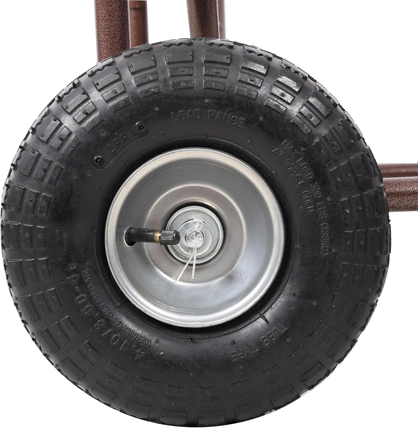Hose Reel Cart, 250 ft Capacity Garden Hose Cart with Wheels, Heavy Duty Rust-Proof Steel Frame, 10" Pneumatic Tires & Storage Basket, Includes 6.5 ft Lead Hose & Quick Connectors, Bronze