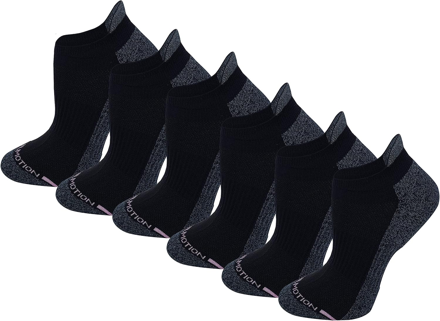 Dr. Motion Women's Men 6pk Compression Low Cut Anklet Socks (9-11, Black)