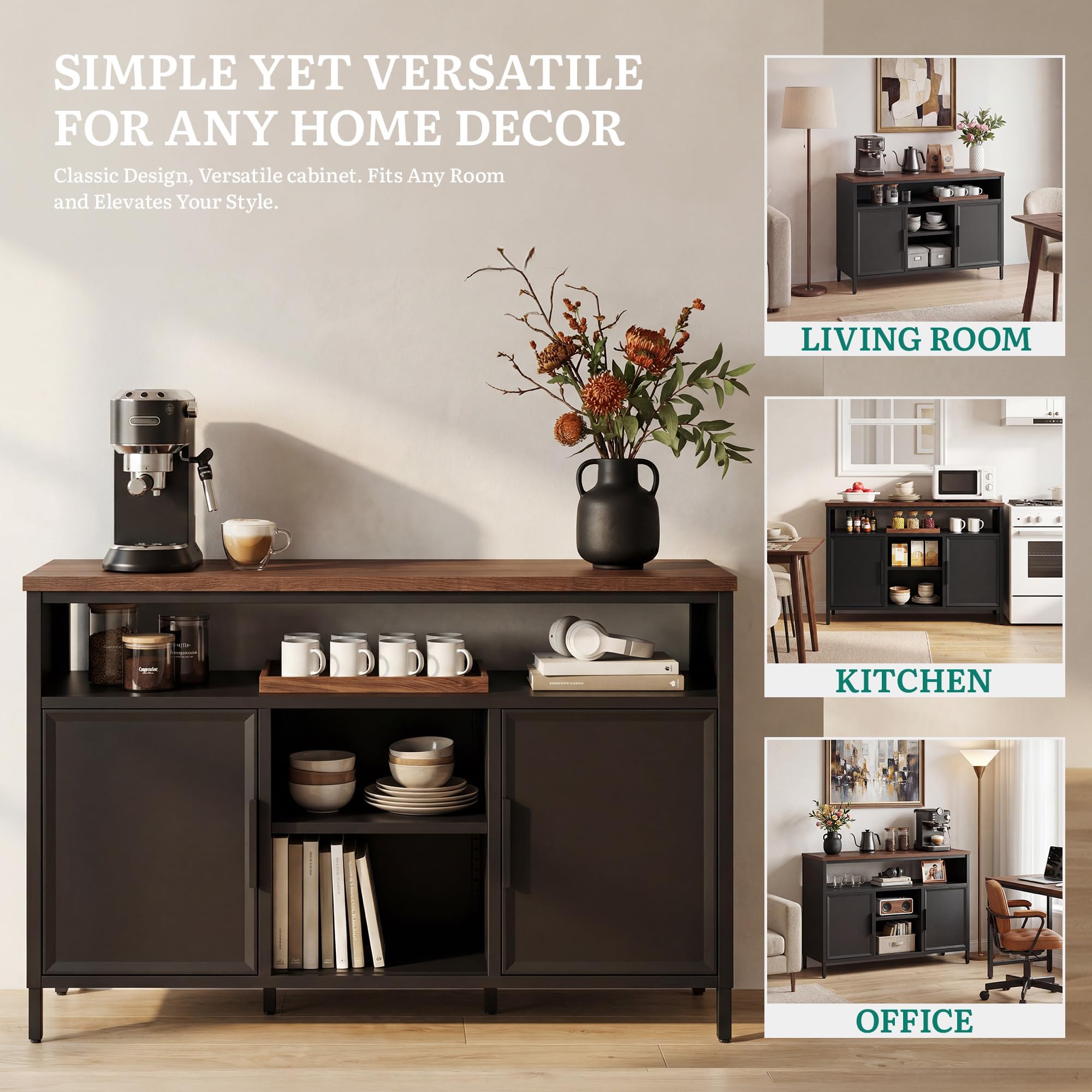 YITAHOME Armoire de Cuisine avec Double Porte, 108 cm