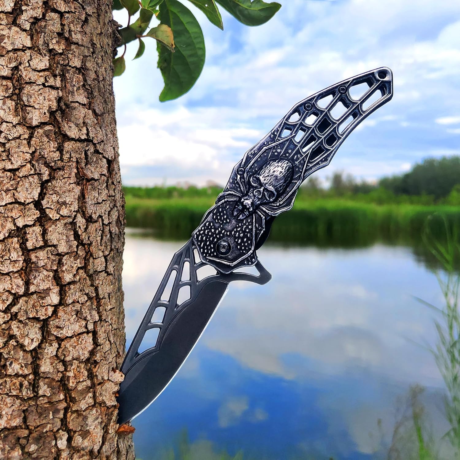Pocket Knife, Cool Pocket Folding Knife with 3D Embossed Skull patterns, Great festival Christmas Gift EDC knife For Men Outdoor Survival Camping - Image 5
