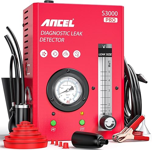 ANCEL Máquina de humo automotriz S3000 PRO con bomba de aire integrada y manómetro de presión. Kit profesional de herramientas de diagnóstico de