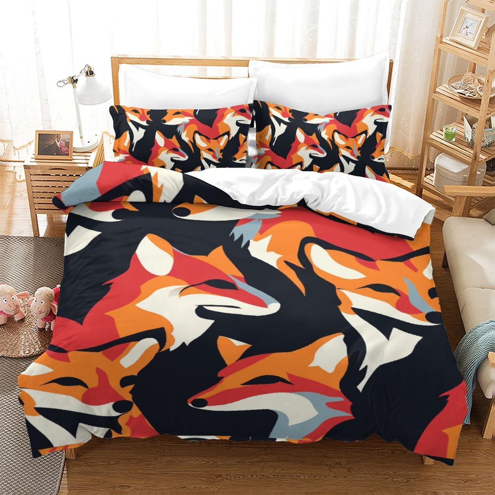 Parure de lit enfant motif renard 140x200 cm pour une chambre de garçon moderne