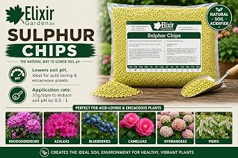 Elixir Gardens Sulphur Chips Pastilles Soil Acidity 500g Garden Fertiliser