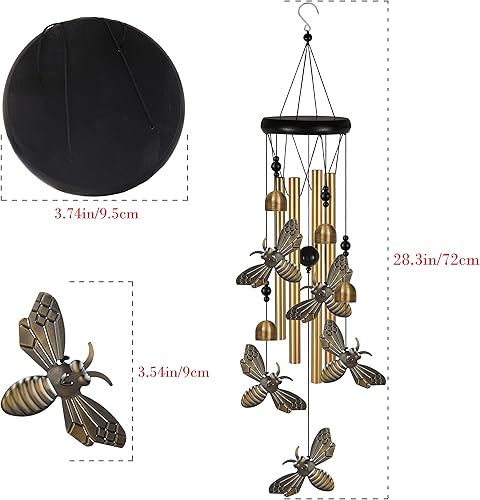 Miniatura 5 de Campanillas de viento de abeja para exteriores, campanillas de viento conmemorativas, campanas de viento de abejas móviles, atrapador de viento de