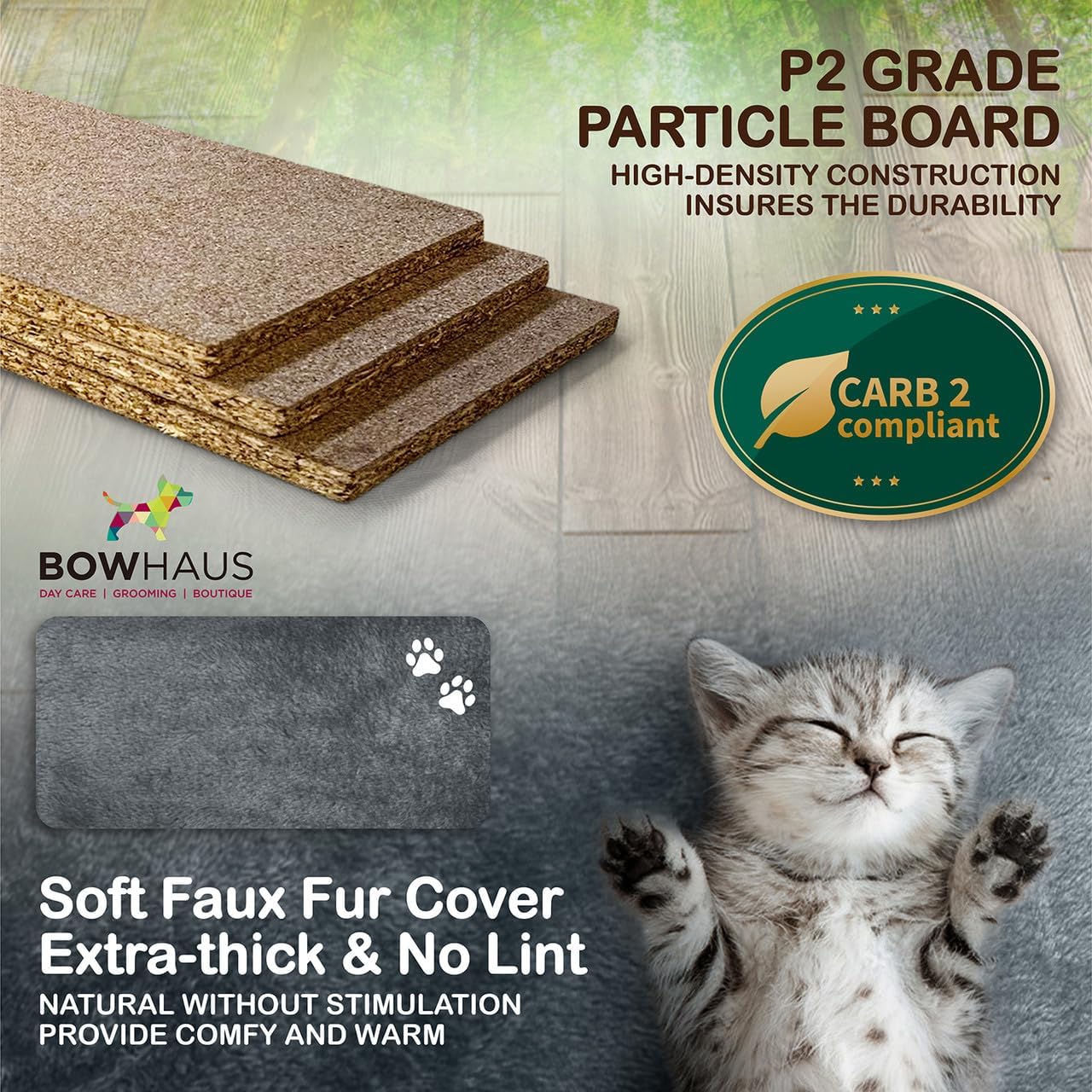 BOWHAUS Tall Cat Tree for Indoor Large Cats or Kittens, Multi-Level Cat Activity Tree with Scratching Posts, Hammock, Cat Cave Condo, Modern Cute Small Cat Climbing Tower with Widened Perch