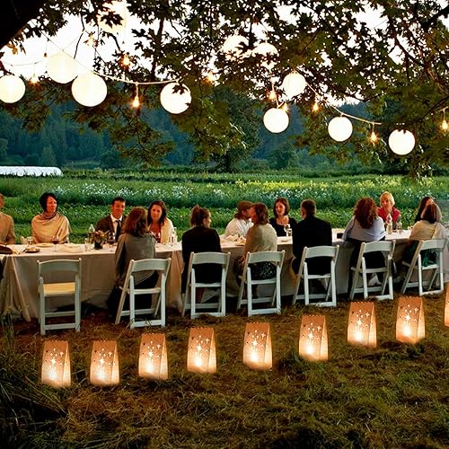 Miniatura 4 de 70 bolsas luminarias blancas recortadas para fuegos artificiales, resistentes al fuegos artificiales, bolsas de velas de Halloween, bolsas de papel