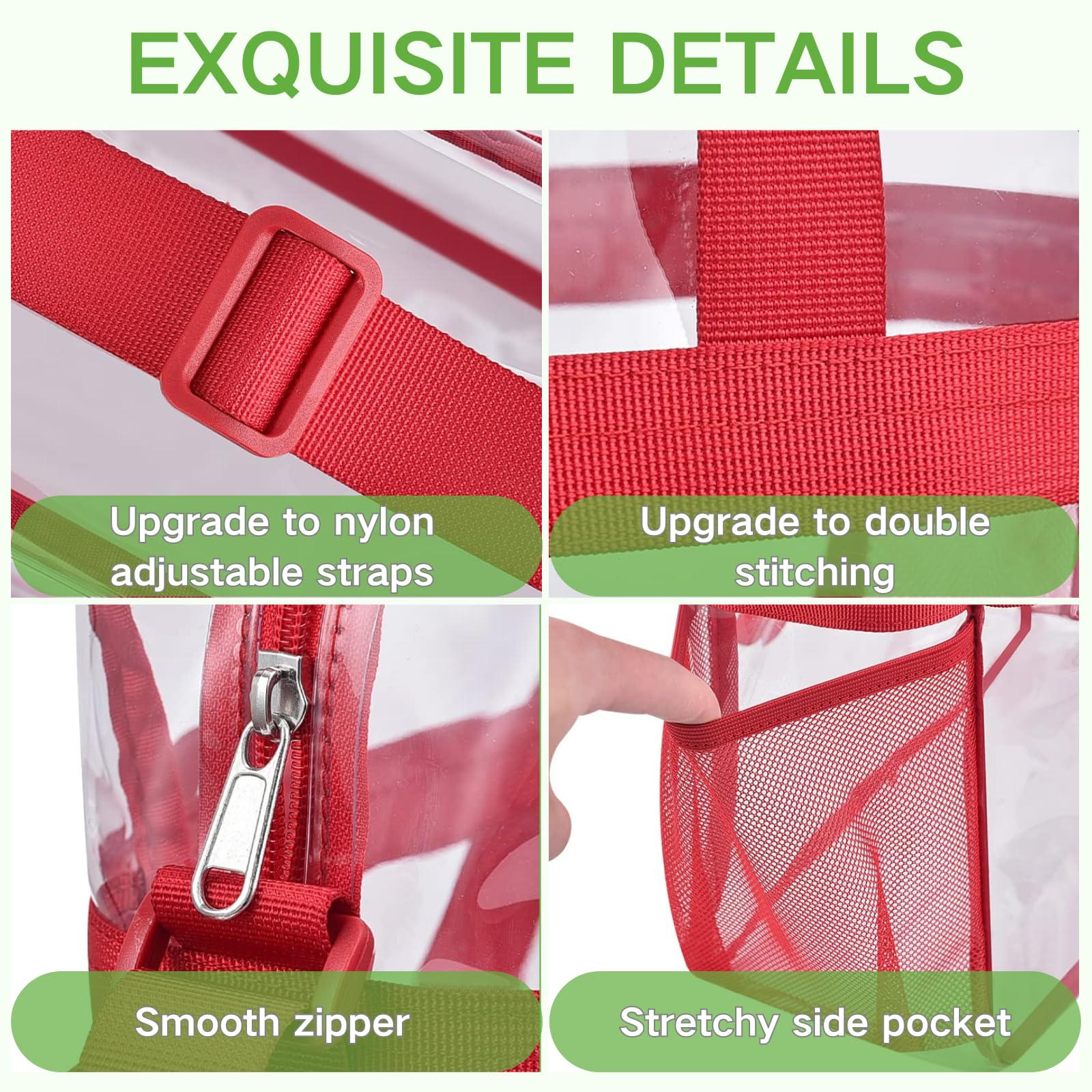 Bolsa transparente aprobada para estadios, bolsa transparente de 12 x 6 x 12 pulgadas para eventos en estadios, bolsas con asa superior para mujer para conciertos y festivales de trabajo 3