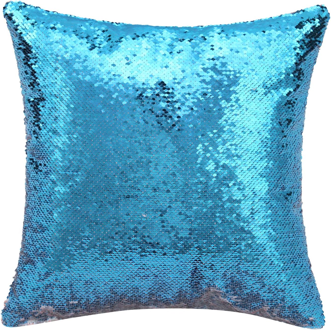 Merrycolor Mermaid Pillow Cover Sequin Pillow Case Magic Reversible Sequin Pillow Cover Decorative Throw Cushion Case (Blue)