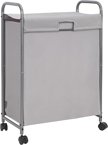 STORAGE MANIAC Cesta de lavandería con tapa, clasificador de ropa sucia de 85 L con ruedas, cesta de ropa sucia de 2 cargas, organizador de