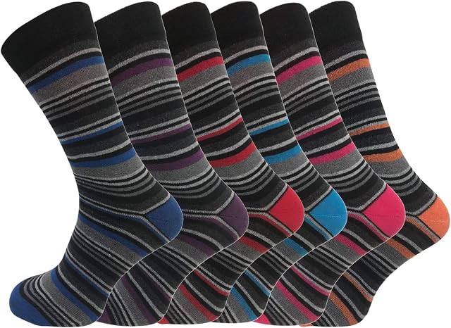 Pk Mens Pierre Calvini Luxury Stripe Cotton Rich Sock UK