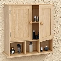 Vista 9 de TaoHFE Gabinete de Baño Turquesa, Gabinete de Pared de Baño con 2 Puertas y Estantes Ajustables, Gabinete de Almacenamiento Sobre el Inodoro