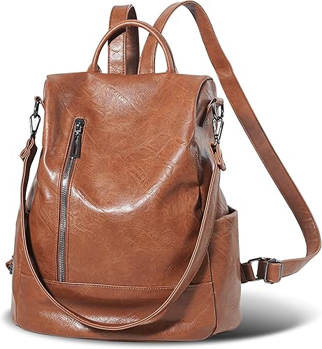 Mochila para mujer, bolso de hombro casual antirrobo de piel sintética, bolsos de moda para mujer