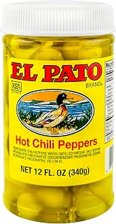 El Pato Hot Pickled Yellow Chili Peppers 12oz Jar - Kosher USA Made Tangy Spicy for Tacos Sandwiches