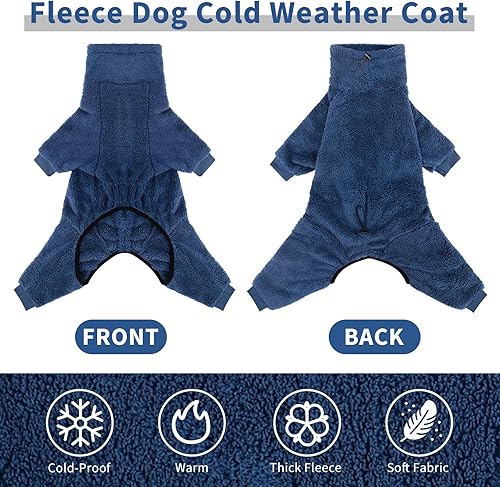 Dog Winter Coat Soft Pullover Pajamas — side view showing full product dimensions