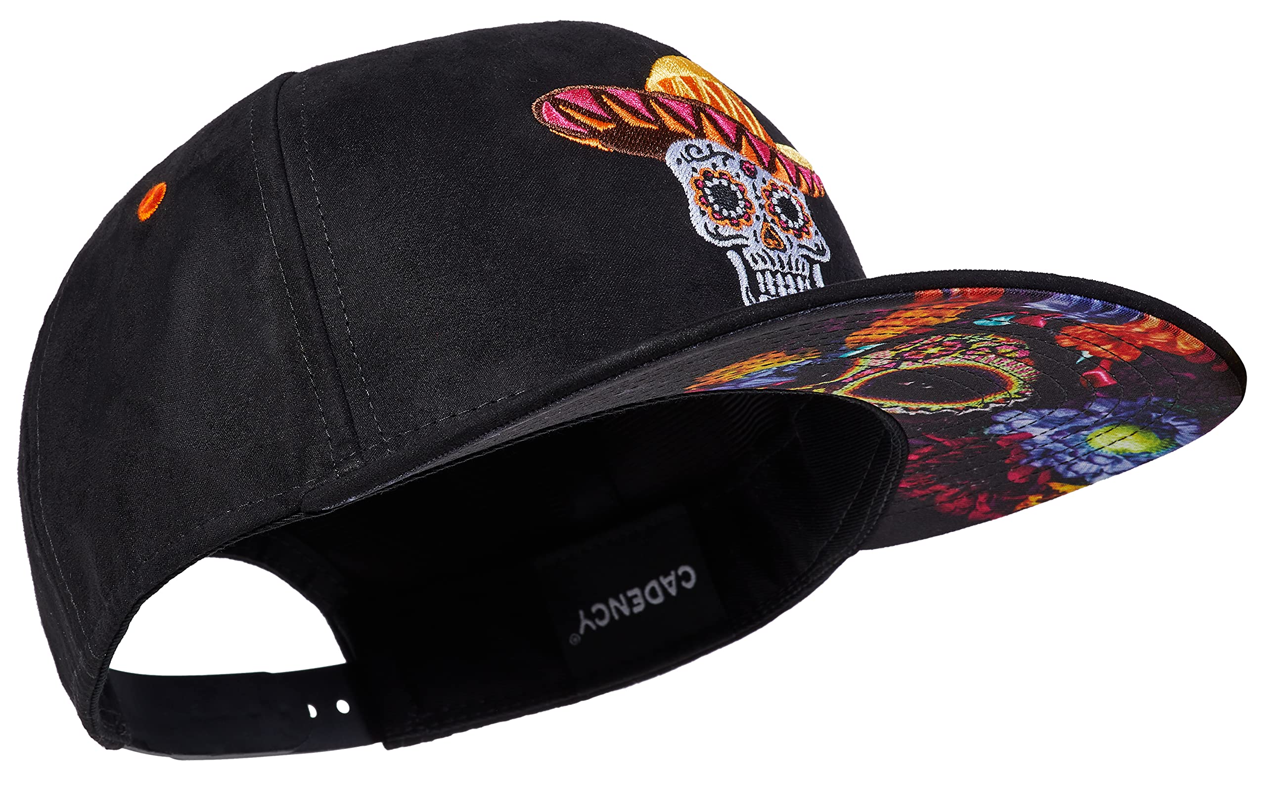 Cadency® - Cappellino con teschio messicano, suede, unisex, misura regolabile