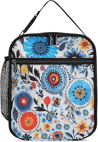 Miniatura 1 de Lonchera con diseño de flores, simple, moderna, linda, pequeña, para mujeres, hombres y adultos, aislada, a prueba de fugas, regalo de moda para el
