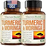 Moringa + Turmeric Curcumin Supplement for Joint Health, Gut Health, Energy and Immune Support - Total Wellness Formula - Tumeric Curcumin with Black Pepper & Moringa Pure Capsules - 60 Count - 2 Pack