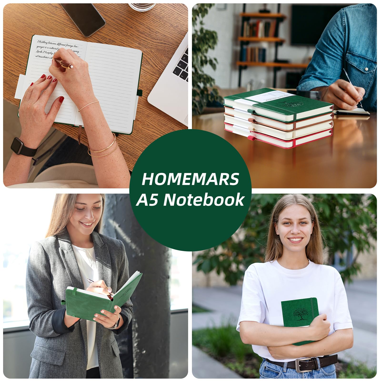HOMEMARS Notatnik, zeszyt, a5, księga dziennikowa, pamiętnik podróżny, w linie a5, bloczek do notatek, zeszyty a5, 100gsm, 200 stron, pamiętnik podróżny, notatnik skórzany, zdobiony rysunkiem drzewa