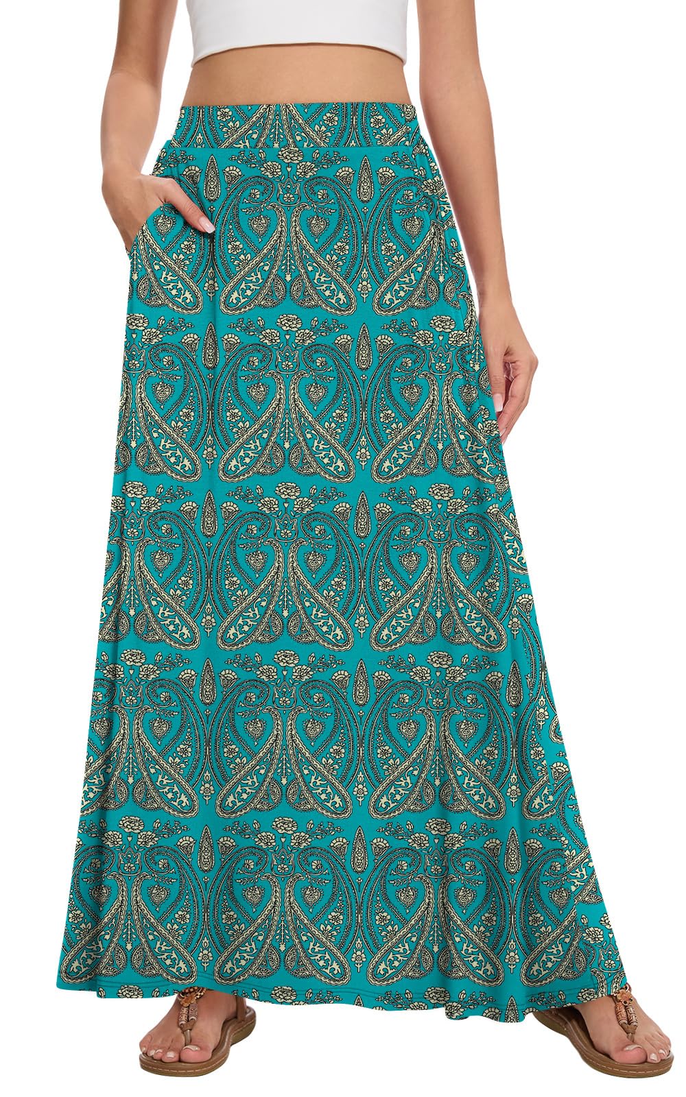 Womens Maxi Skirt Long Flowy Summer A-Line High Waist Skirts