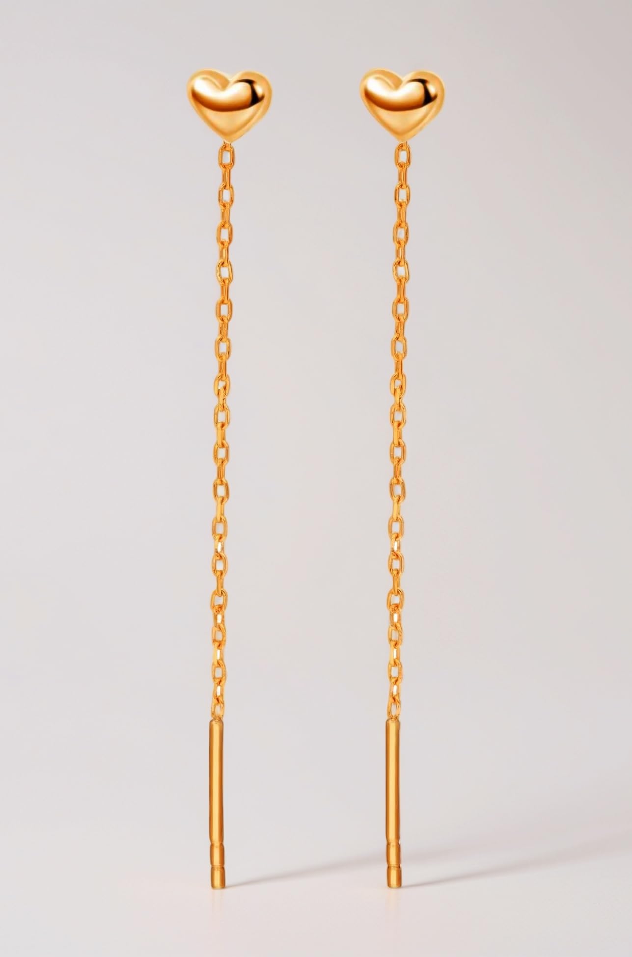 Yellow Chimes Valentine Gift for Girls Threader Earrings for Women Gold Plated Heart Shaped Long Chain Threader Earrings For Women and Girls Valentine Gift for Girlfriend Wife
