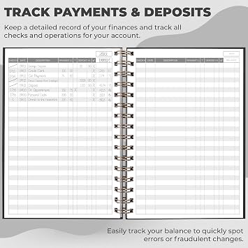 Clever Fox Check Register for Personal Checkbook Checking Book Register Checkbook Register Accounting Ledger Book 3968 Entry Lines, 6.1 x 8.3, Spiral Binding, Hardcover, Black