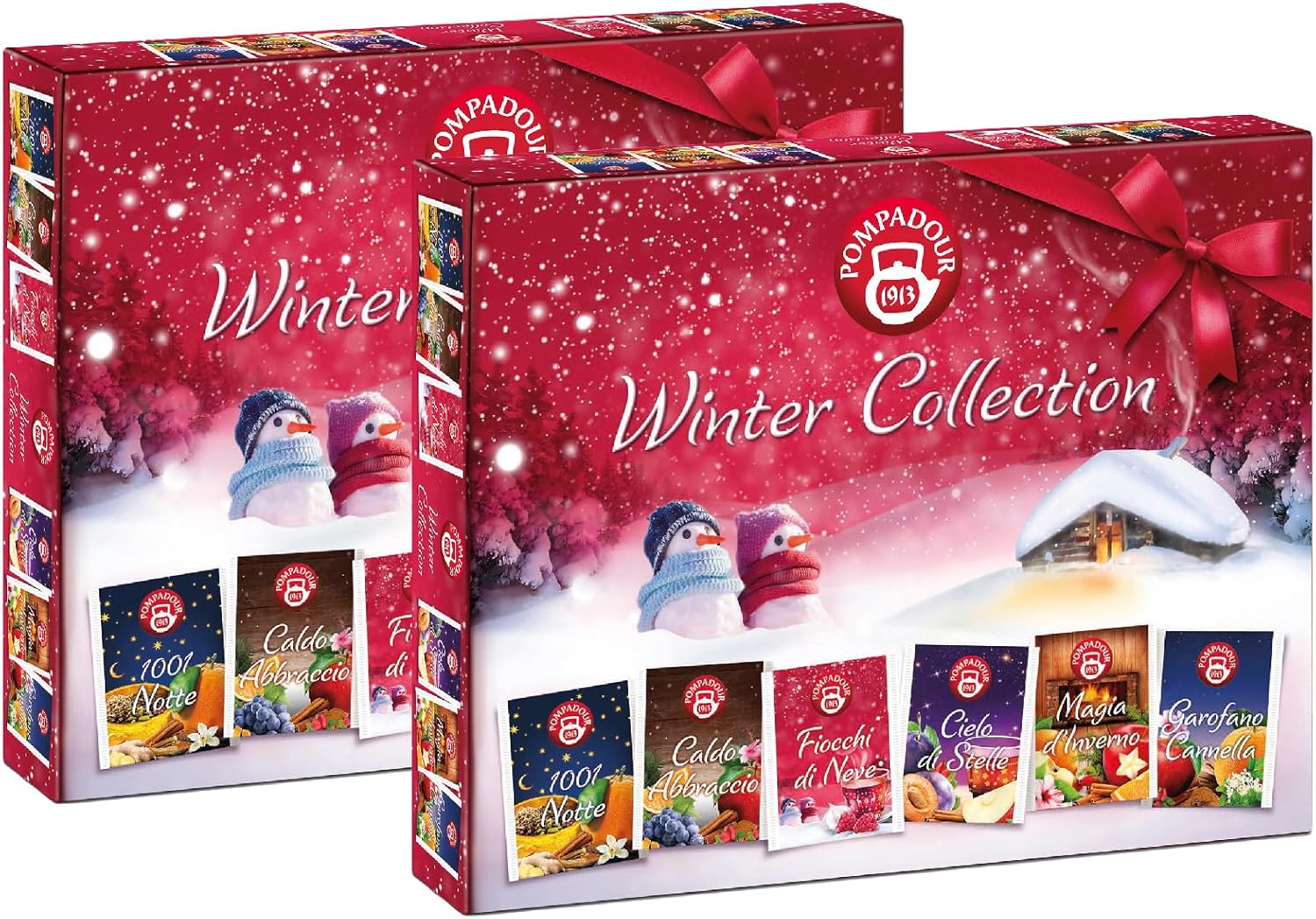 Pompadour Winter Collection Box (2 conf.da 30 filtri), 1001 Notte, Caldo Abbraccio, Fiocchi di Neve, Cielo di Stelle, Magia d'Inverno, Garofano Cannella, Senza Lattosio e Glutine, 330g - Immagine 1
