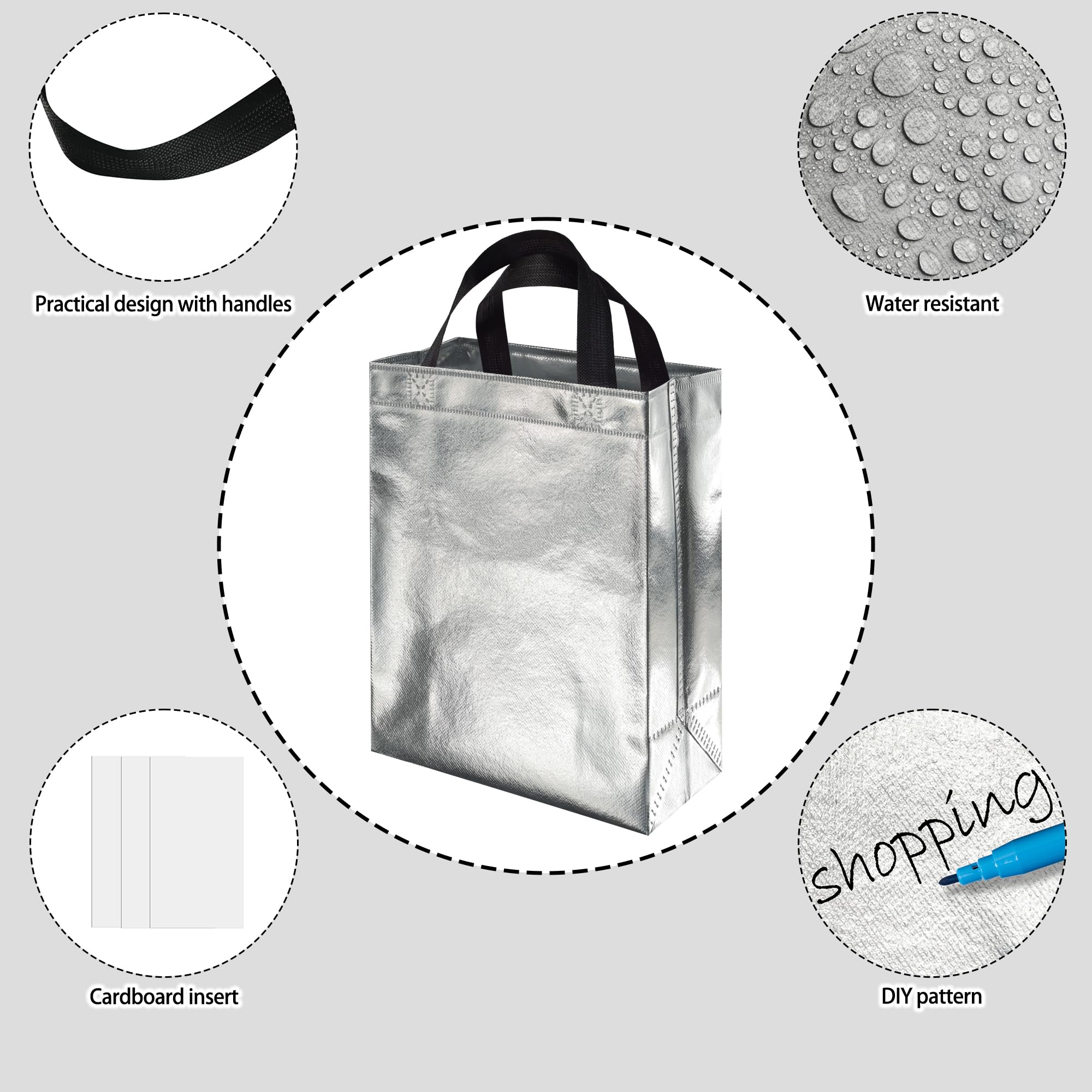BLEWINDZ 100 Medium Reusable Gift Bags with Handles - Ideal Party Favors & Shopping Bags (10 Colors)