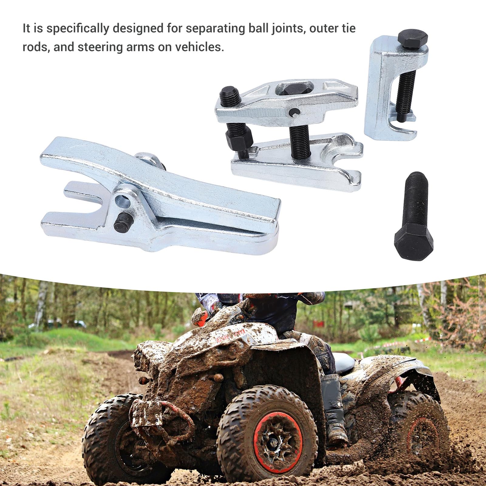 Zestaw Narzędzi do Oddzielania Przegubów Kulowych, Zestaw do Demontażu Stalowych Drążków Kierowniczych z Nożyczkami i miseczką Pojazdów z Napędem na Przednie Koła