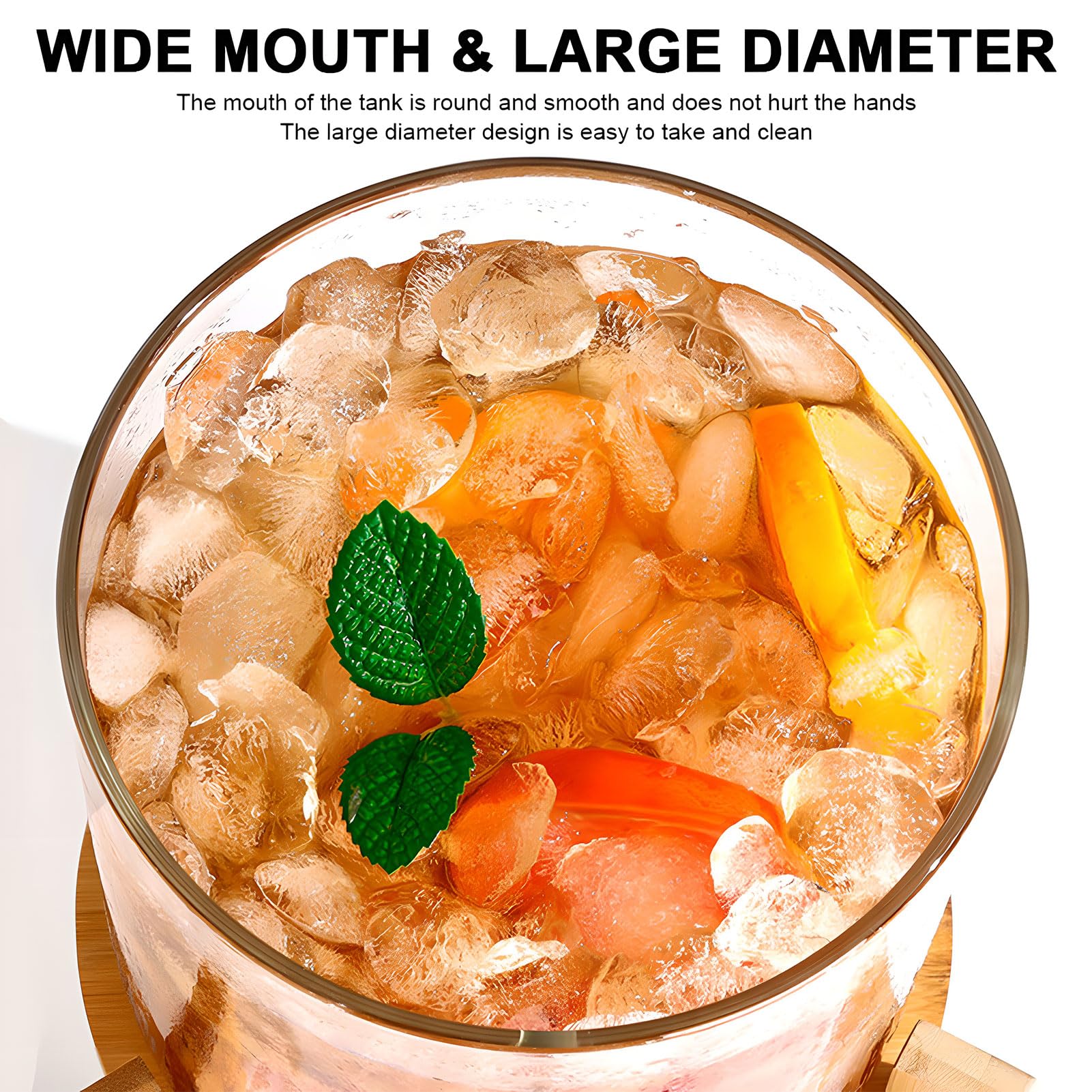 Dispensador de bebidas de cristal con soporte de bambú y grifo de acero inoxidable, capacidad para 4 litros, ideal para fiestas en la piscina, barbacoas, reuniones familiares y eventos