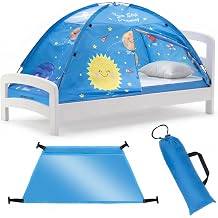 Outer Space Bed Tent for Kids - Magical Dream Tents with Educational Bedroom Decor - Top Bunk Beds Canopy Privacy Pop Up Sleep Pod for Girls and Boys Indoor Fort - Twin Size Mattress